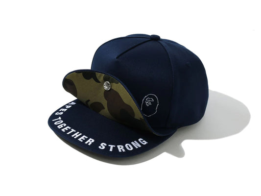 BAPE DOUBLE VISOR TOGETHER STRONG CAP "NAVY/GREEN CAMO"