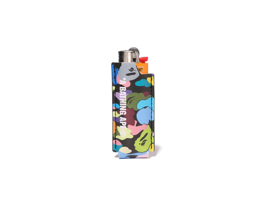 BAPE LEATHER LIGHTER CASE "WHITE MULTI CAMO"