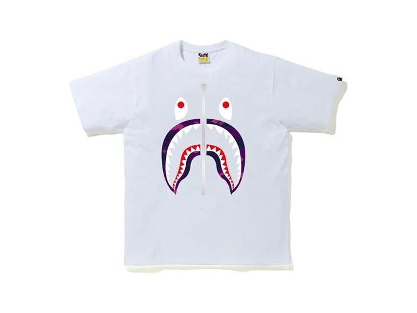 BAPE SHARK PURPLE CAMO LIP TEE "WHITE"