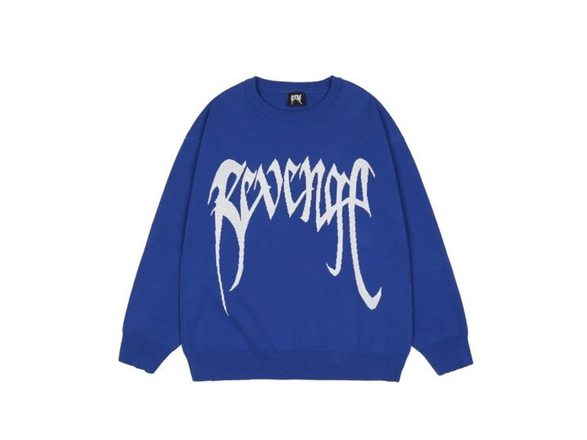 REVENGE LOGO KNIT CREWNECK BLUE/BLACK