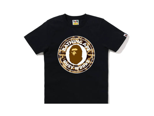 BAPE BUSY WORKS BROWN COOKIE CAMO TEE "BLACK"