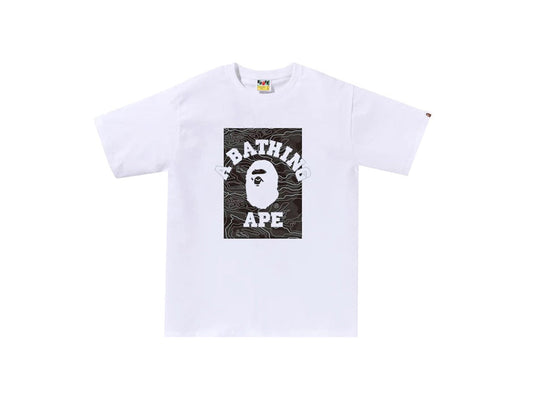 BAPE COLLEGE ON LAYERED LINE BEIGE CAMO BOX TEE "BLACK"