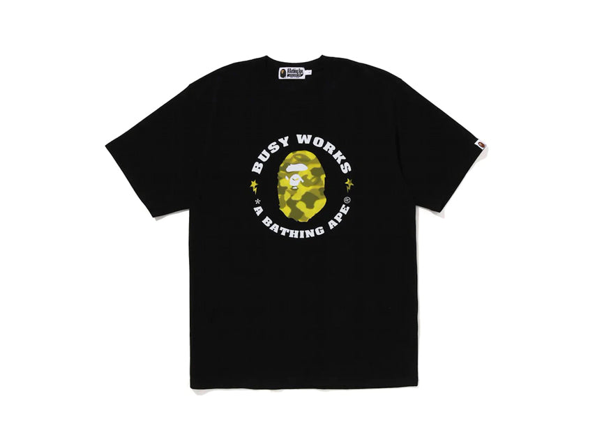 BAPE BUSY WORKS YELLOW RADIATION CAMO TEE "BLACK"