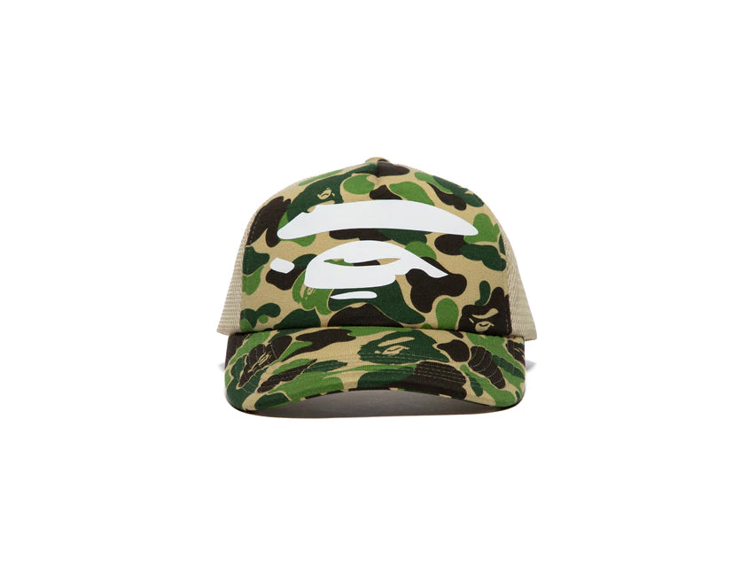 BAPE APE FACE TRUCKER HAT "ABC GREEN CAMO"