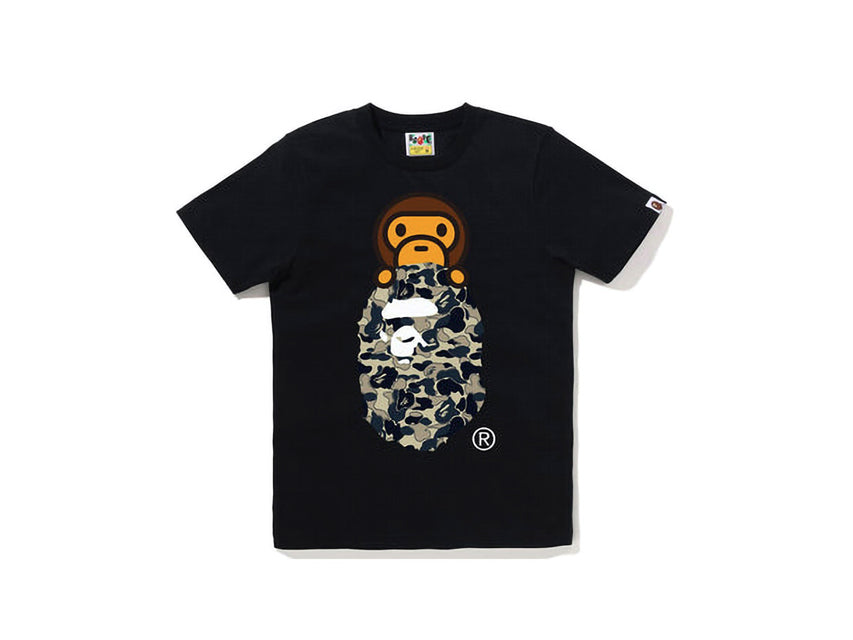 BAPE APE HEAD BEIGE GREY COOKIE CAMO F/B TEE "BLACK"