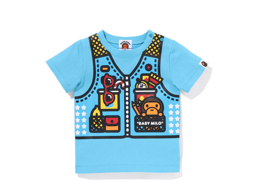 BAPE BABY MILO FISHING VEST PRINT TEE KIDS "SAX"