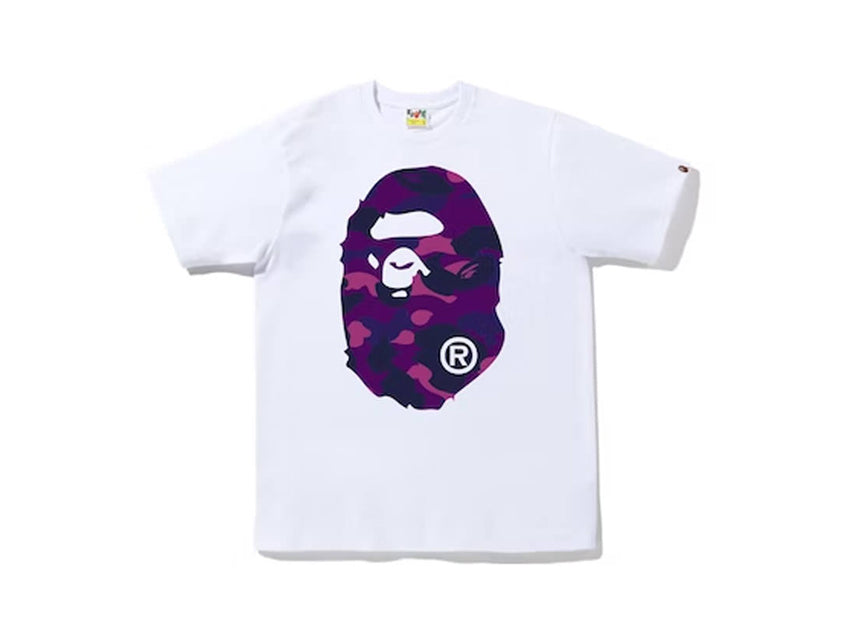 BAPE APE HEAD PURPLE CAMO F/B TEE "WHITE"