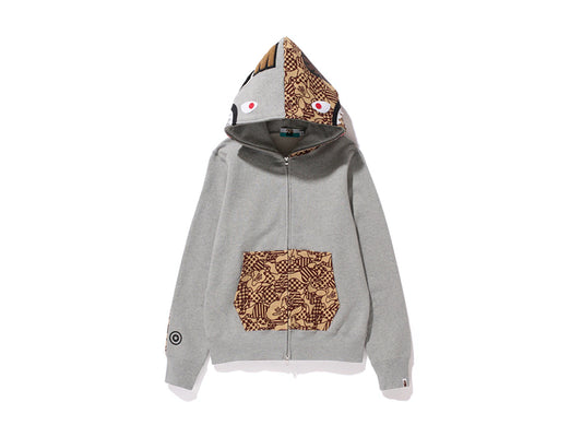 BAPE SHARK WGM HOODIE "GREY BEIGE COOKIE CAMO"