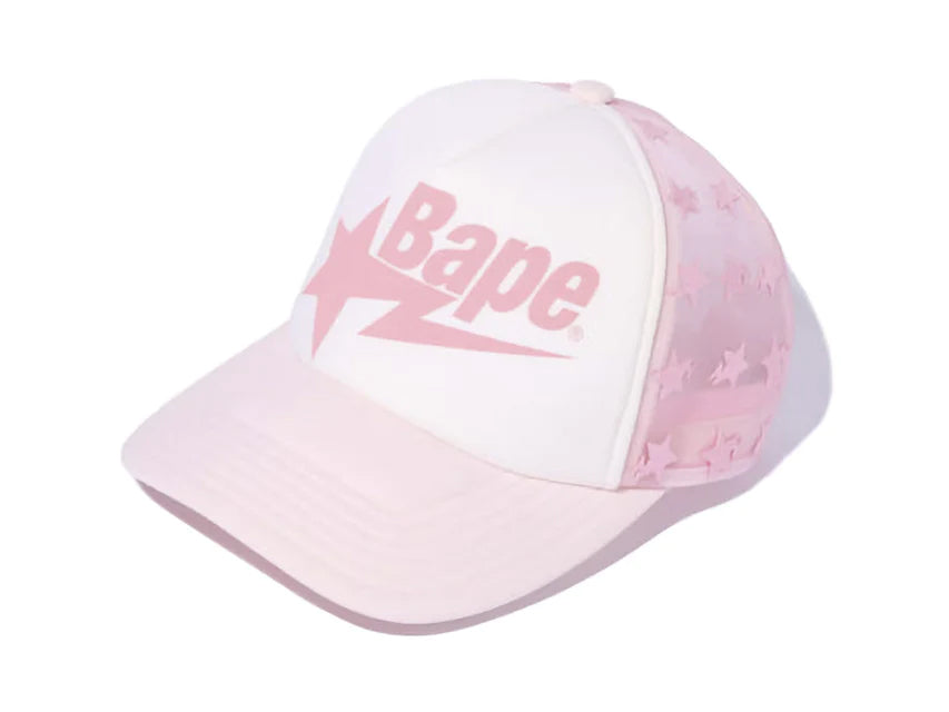 BAPE 93 ARCH LOGO TRUCKER HAT "WHITE/BLACK/PINK"