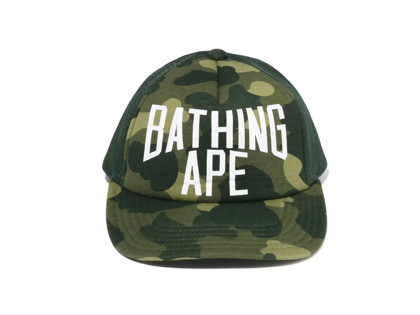 BAPE NYC LOGO TRUCKER HAT "GREEN CAMO"