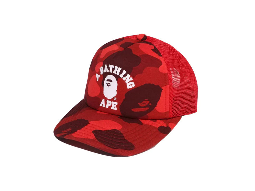 BAPE COLLEGE TRUCKER HAT "RED CAMO"