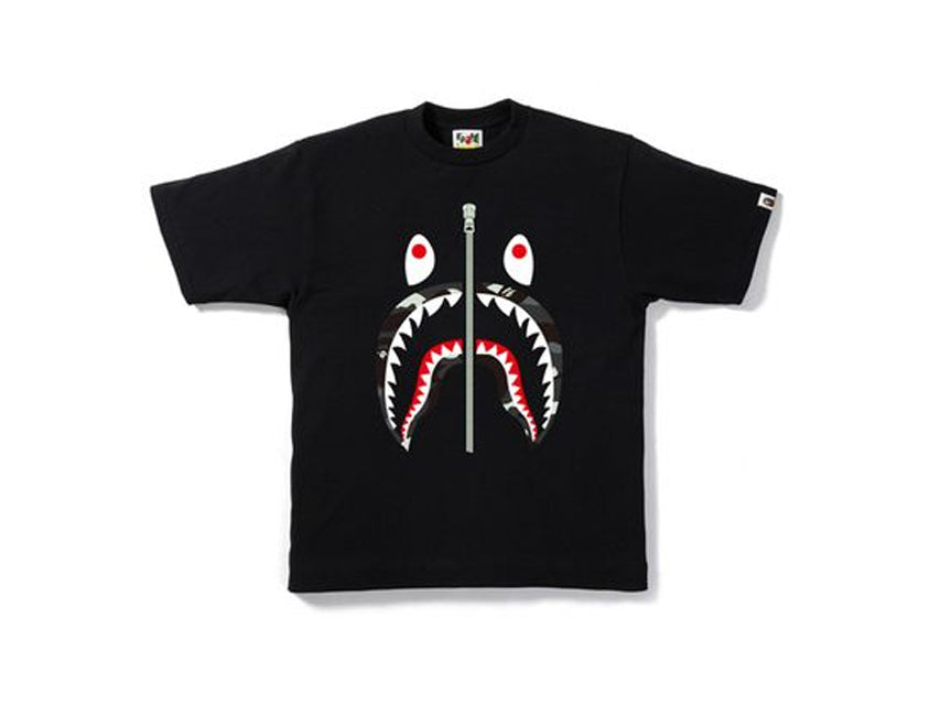 BAPE SHARK GREY CAMO LIP TEE "BLACK"