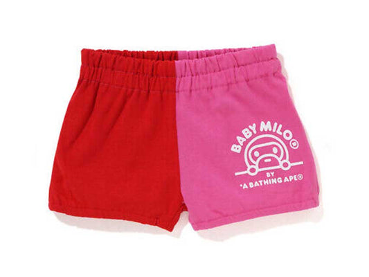 BAPE BABY MILO SHORTS KIDS "PINK/RED"