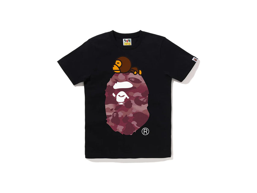 BAPE MILO ON APE HEAD BURGUNDY GRID CAMO TEE "BLACK"