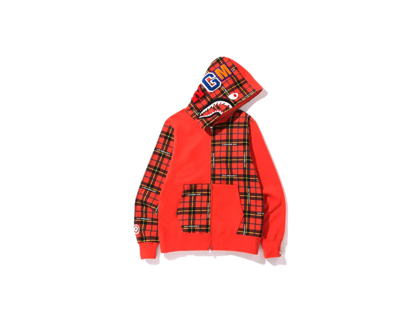 BAPE SHARK WGM HOODIE "RED GRAFFITI CHECK"