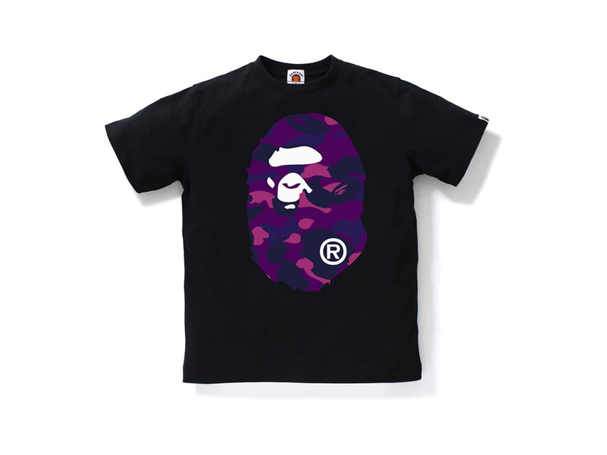 BAPE APE HEAD PURPLE GRID CAMO F/B TEE "BLACK"