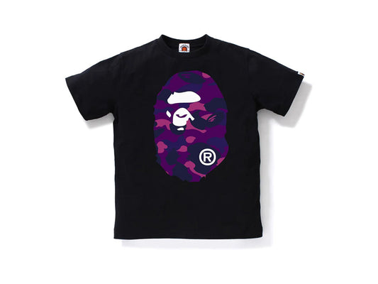 BAPE APE HEAD PURPLE GRID CAMO F/B TEE "BLACK"