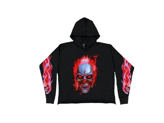 VLONE SKULLY DARK RED FLAME HOODIE "BLACK"