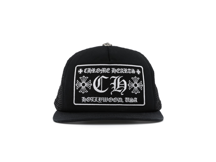 CHROME HEARTS FUCK HOLLYWOOD TRUCKER HAT "BLACK/WHITE"