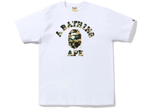 BAPE WOMENS 1ST CAMO COLLEGE TEE "WHITE/YELLOW"