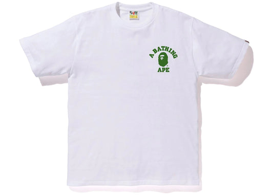 BAPE WOMENS ABC COLLEGE TEE "WHITE/GREEN"