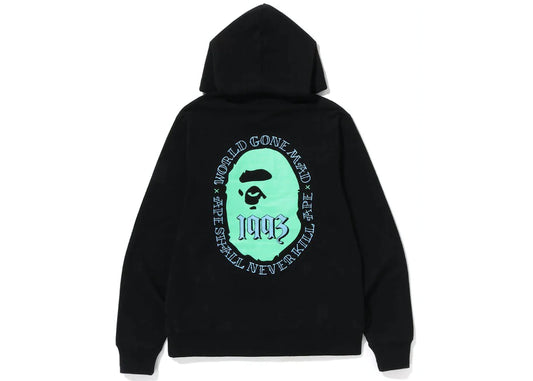 BAPE APE HEADS SLEEVE PULLOVER HOODIE "BLACK"