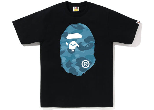 BAPE APE HEAD HONEYCOMB BLUE CAMO TEE "BLACK"