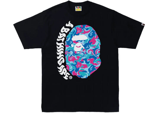 BAPE APE HEAD MARBLE CAMO F/B TEE "BLACK"