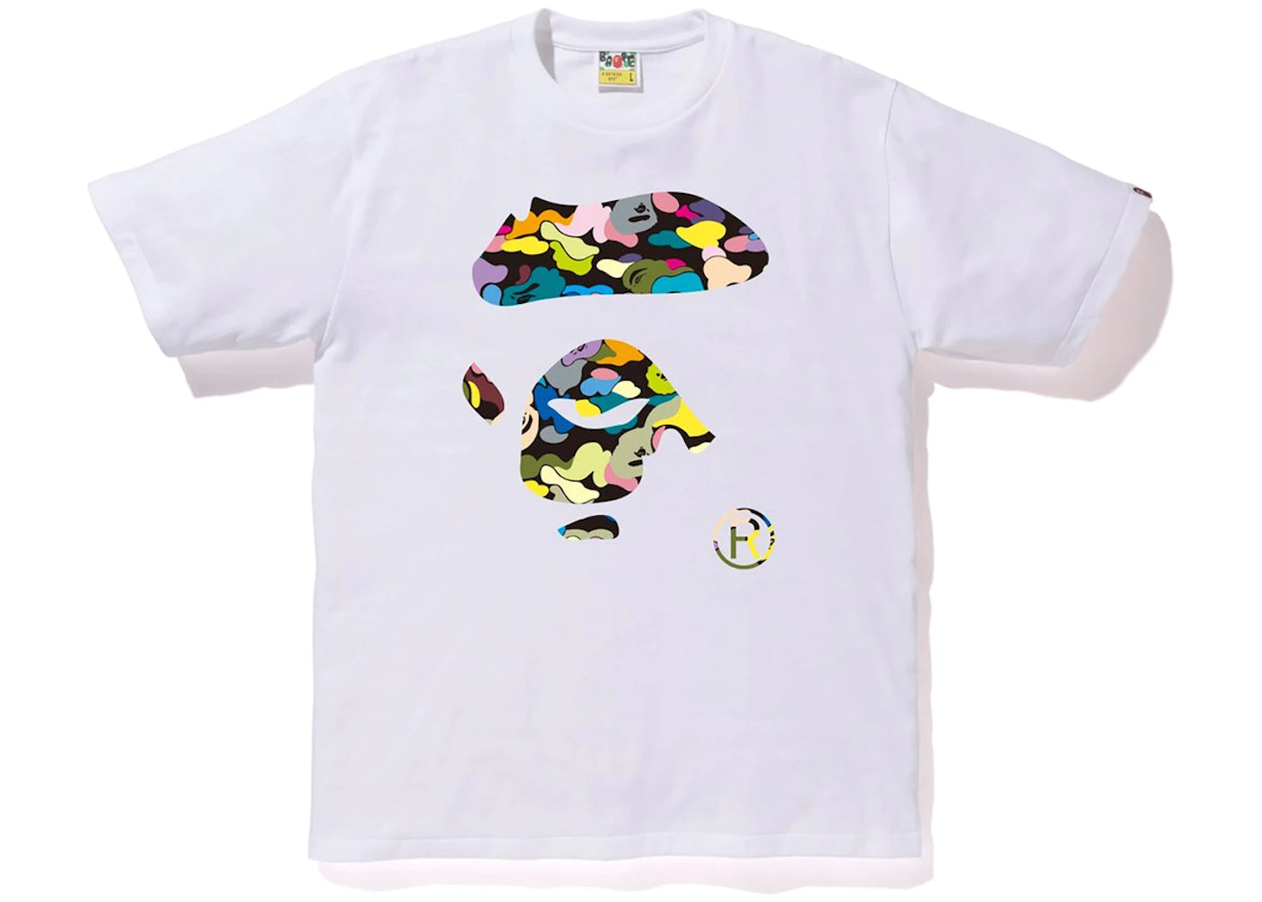 BAPE MULTI CAMO APE FACE TEE "WHITE"