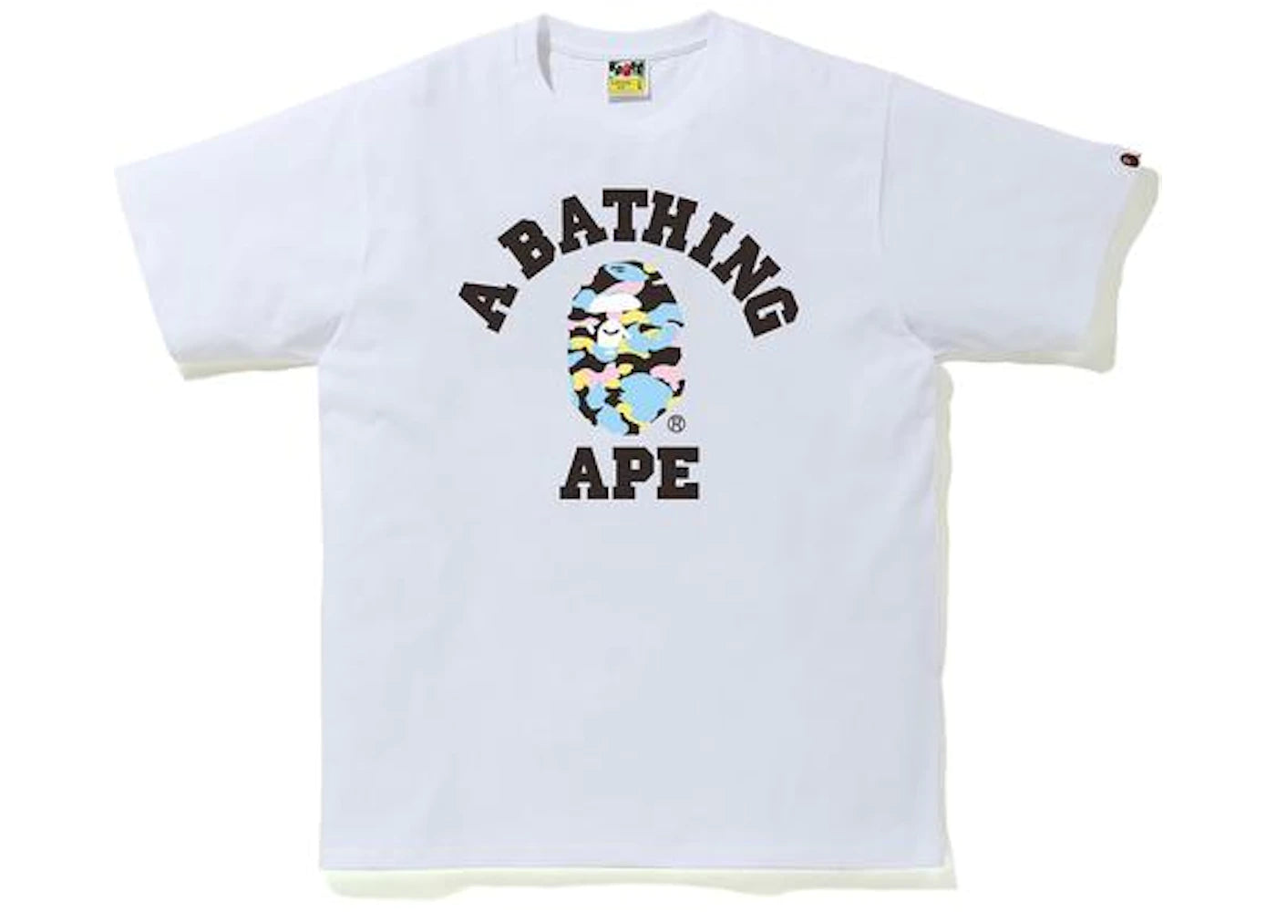 BAPE NEW MULTI CAMO COLLEGE TEE WHITE