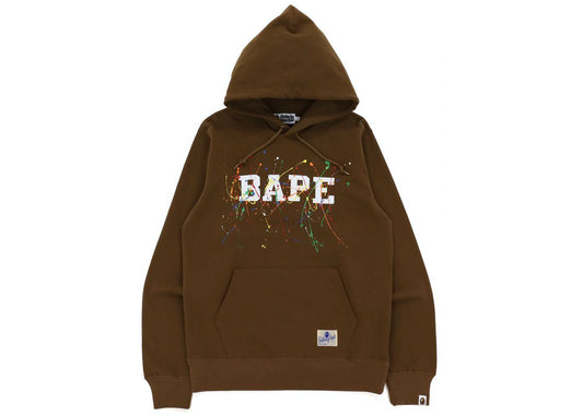 BAPE PAINT SPLATTER HOODIE "BROWN"