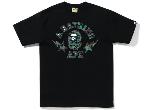 BAPE COLLEGE THERMOGRAPHY POLYGON TEE "BLACK"