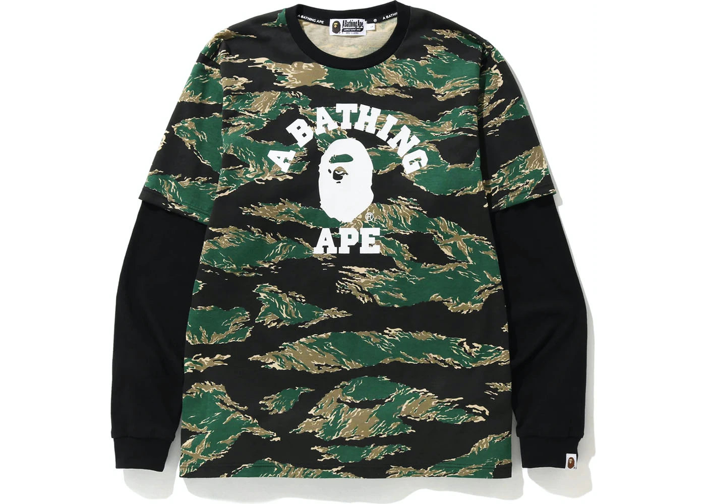 BAPE COLLEGE LAYERED L/S TEE "ABC GREEN CAMO"