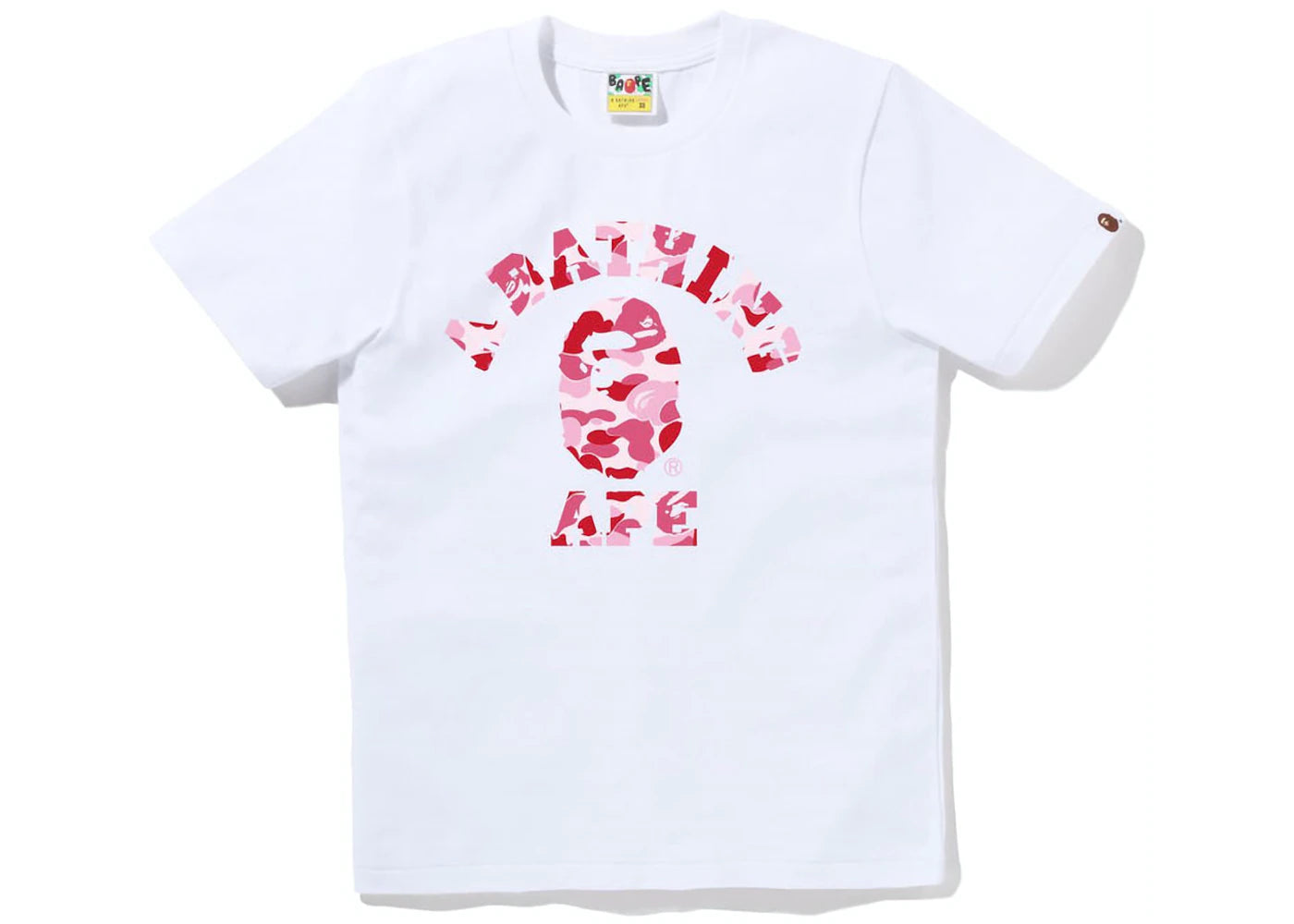 BAPE WOMENS COLOR CAMO COLLEGE TEE WHITE/PINK