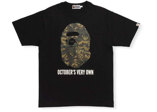 BAPE X OVO APE HEAD WOODLAND CAMO TEE "BLACK"