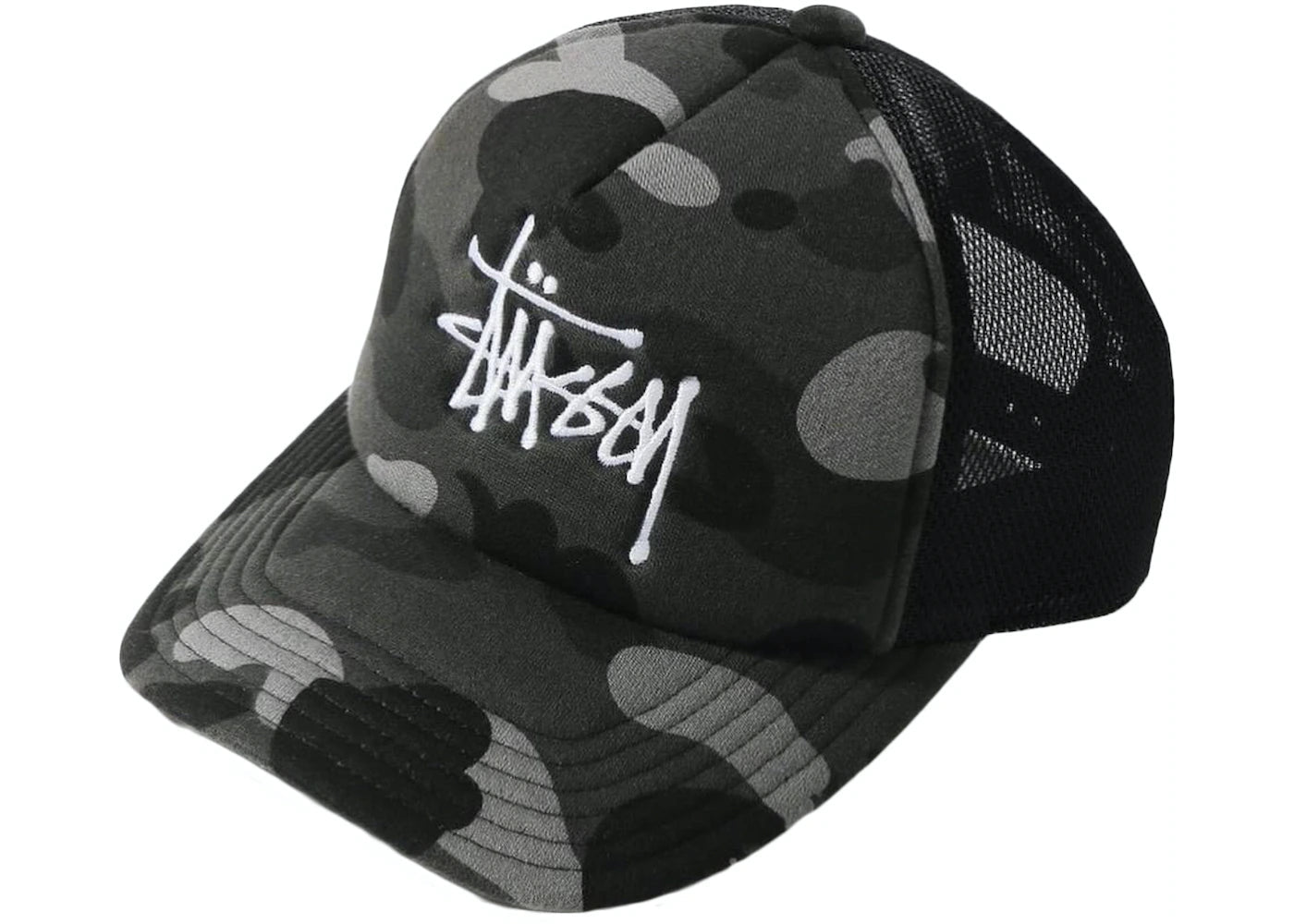 BAPE X LDG TRUCKER HAT "GREY/BLACK"