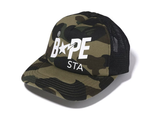 BAPE STA LOGO TRUCKER HAT "GREEN CAMO"