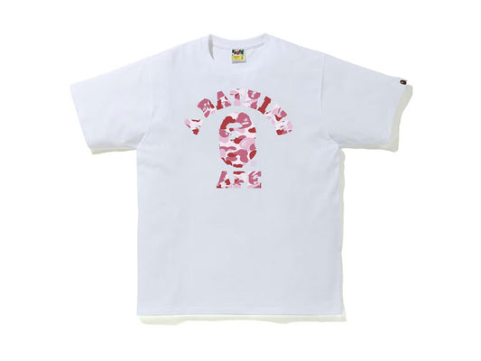 BAPE COLLEGE ABC PINK CAMO LOGO TEXT TEE "WHITE"