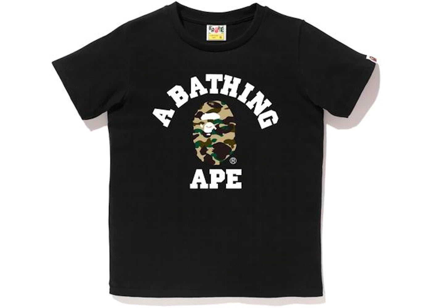 BAPE WOMENS 1ST CAMO COLLEGE TEE "BLACK/YELLOW"