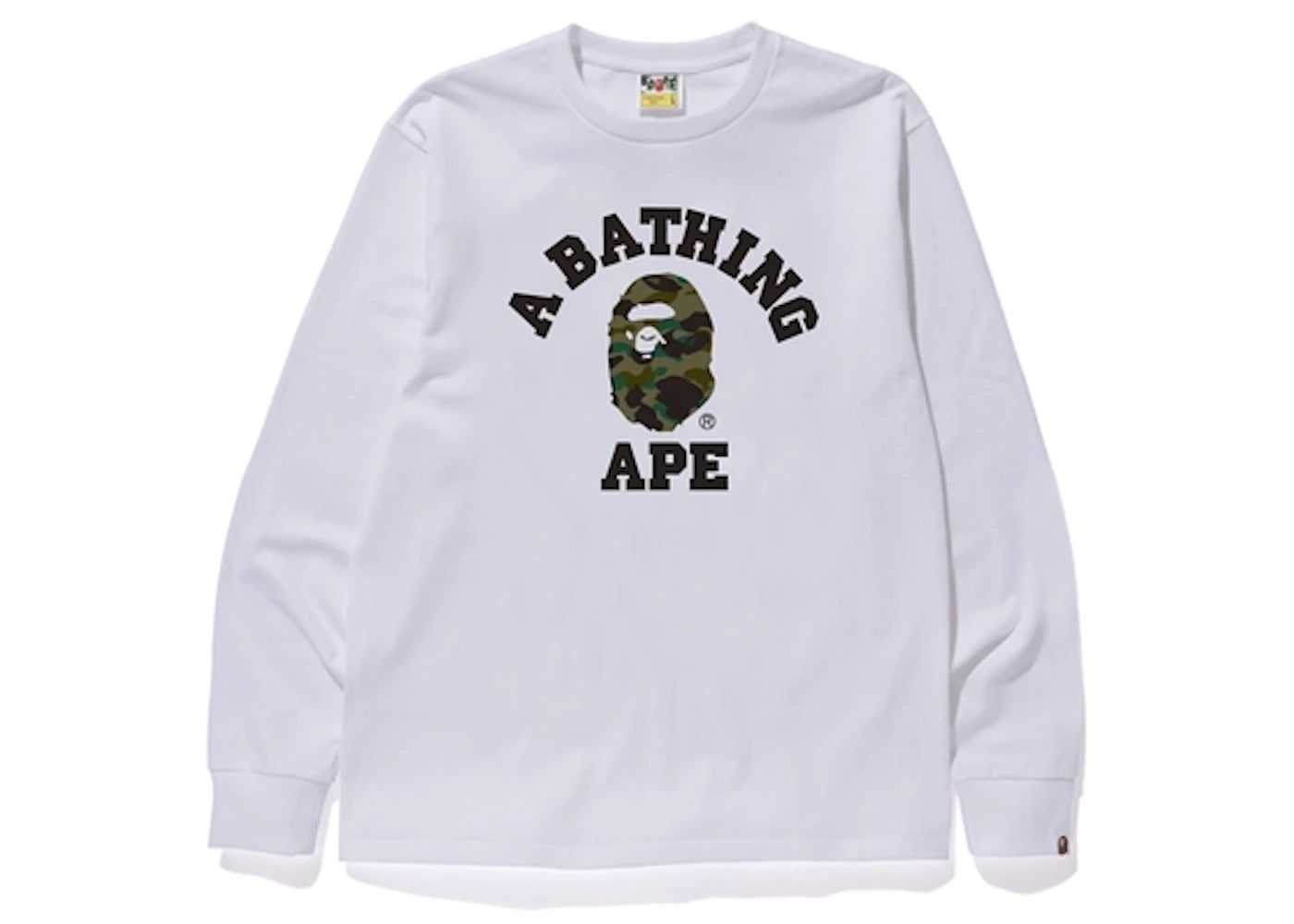 BAPE COLLEGE LOGO L/S TEE "WHITE/PURPLE