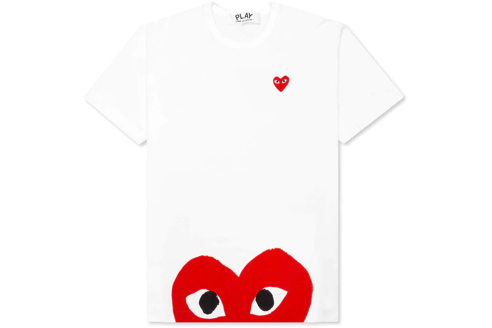 CDG PLAY BOTTOM RED HEART TEE "WHITE"