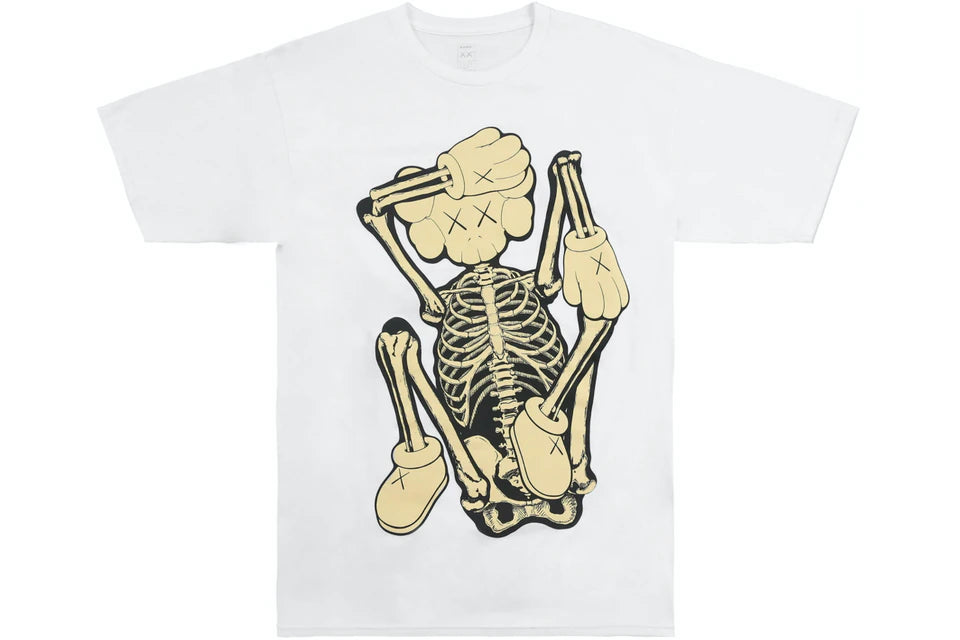 KAWS SKELETON NEW FICTION BONE T-SHIRT "WHITE"