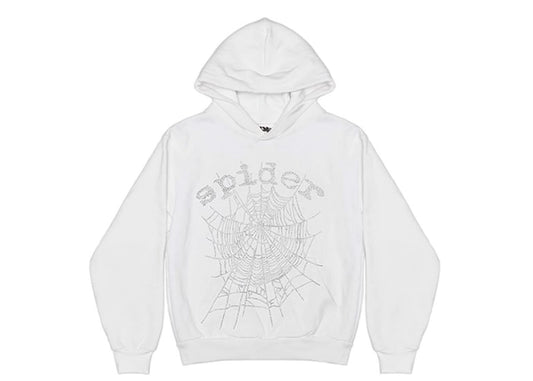 SPIDER RHINESTONE HOODIE "WHITE