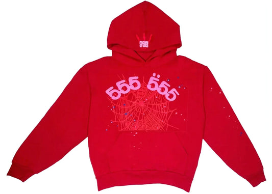 SP5DER WORLDWIDE RED ANGEL NUMBER 555 HOODIE "RED"