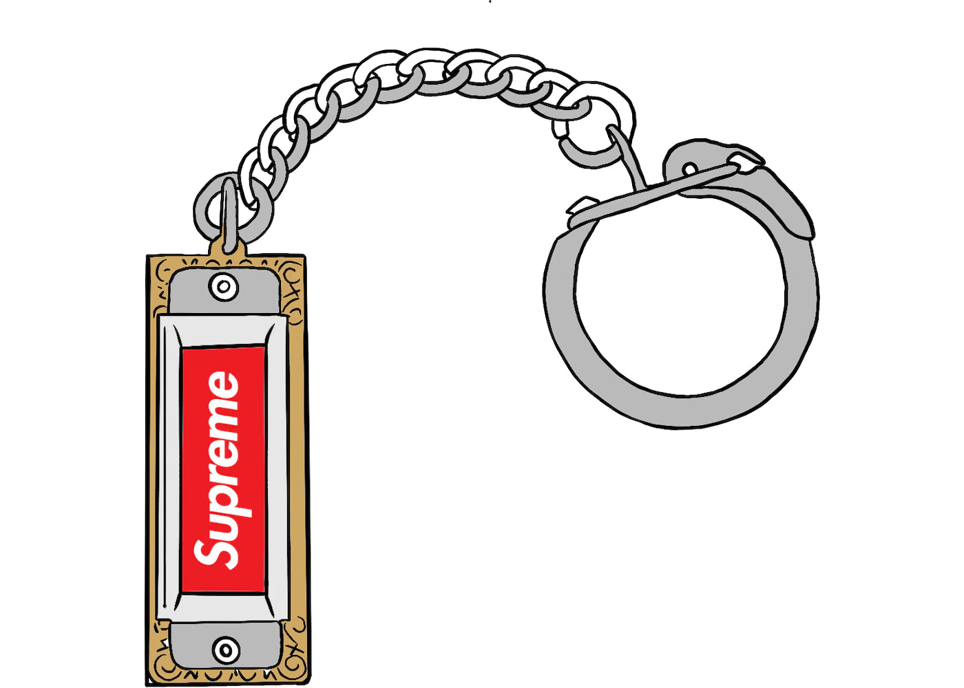 SUPREME OVAL KEYCHAIN "GOLD/SILVER"