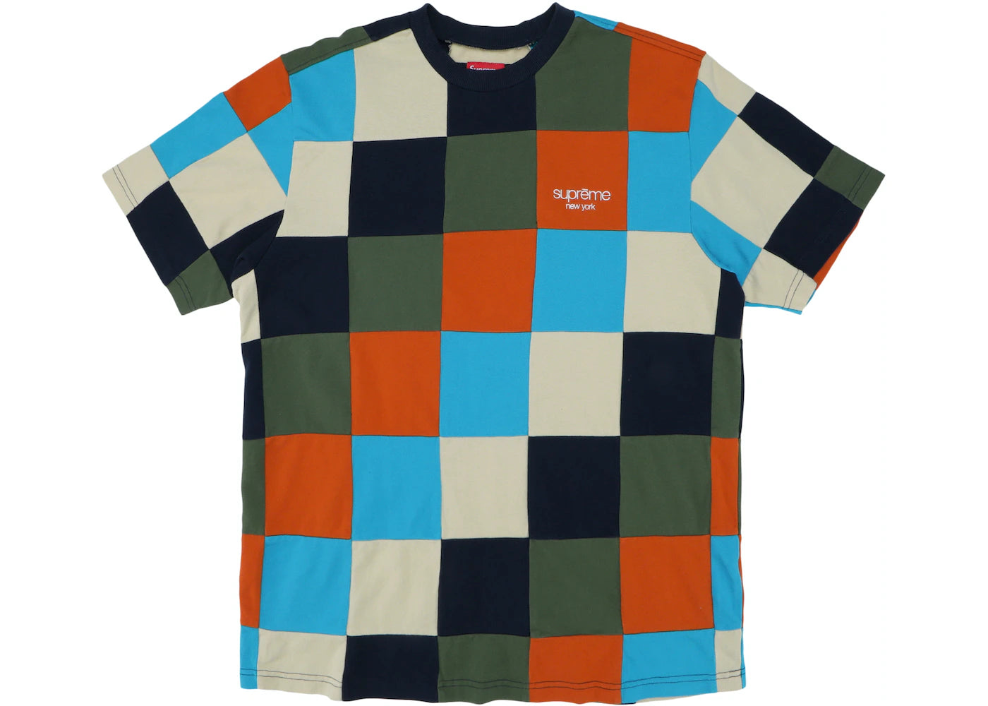 SUPREME PATCHWORK PIQUE TEE NAVY/TEAL/ORANGE