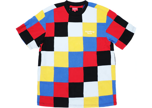 SUPREME PATCHWORK PIQUE TEE RED/YELLOW/BLUE