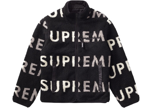 SUPREME REVERSIBLE LOGO FLEECE JACKET BLACK