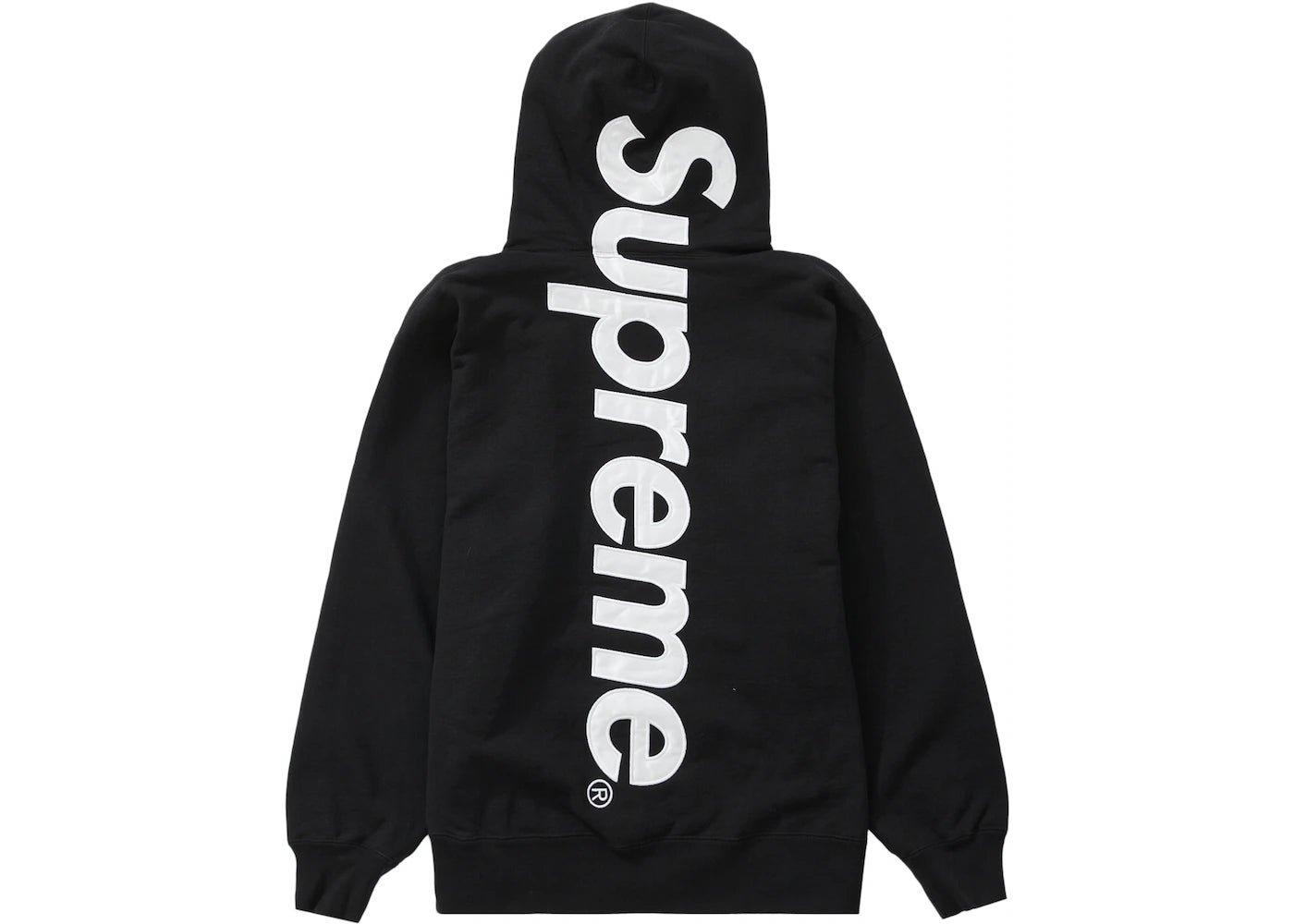 SUPREME SATIN APPLIQUE HOODED SWEATSHIRT "BLACK"