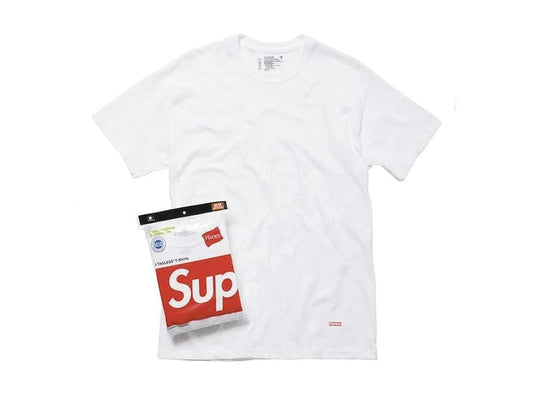 SUPREME HANES TAGLESS TEES "WHITE"